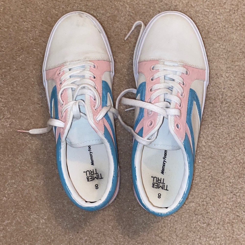 Women’s blue white and pink sneakers